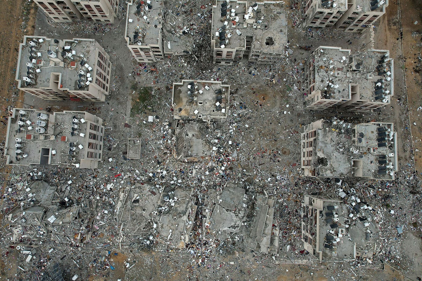 This aerial photo, taken on November 28, shows destruction caused by Israeli strikes in central Gaza. [Mahmud Hams/AFP/Getty Images]