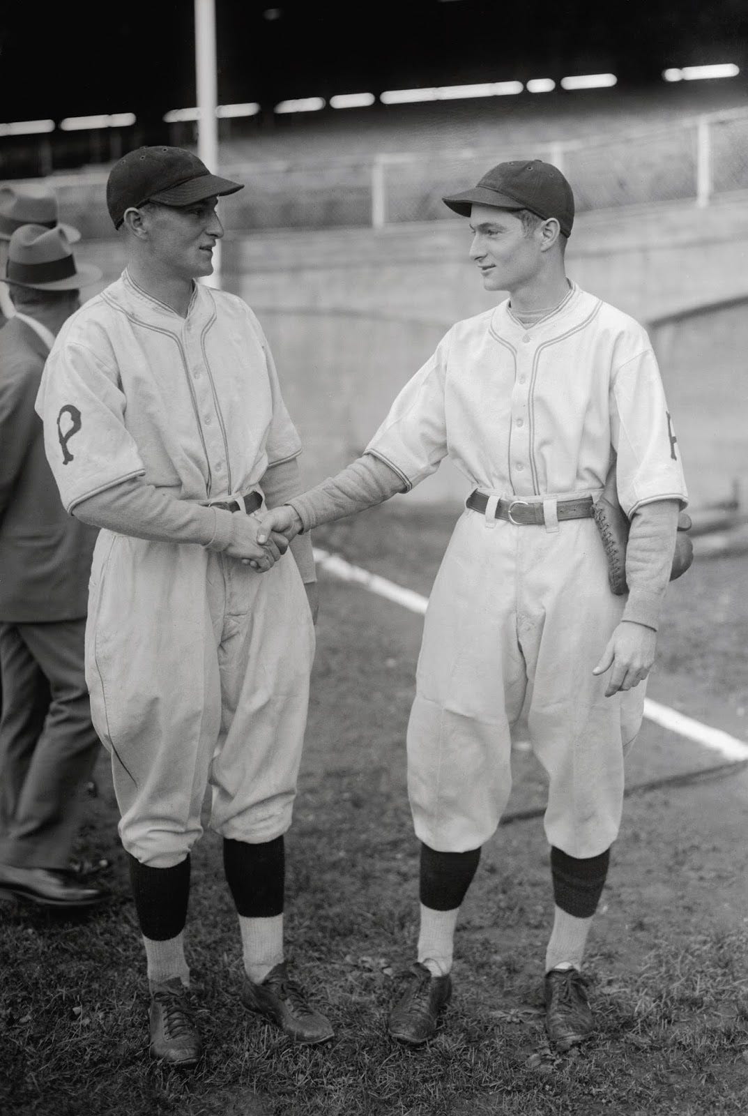 Taken during the 1927 World Series: Lloyd Waner, Babe Ruth, Paul