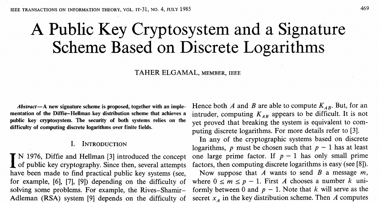 Cryptography Fundamentals: ElGamal Encryption and Signature | by 