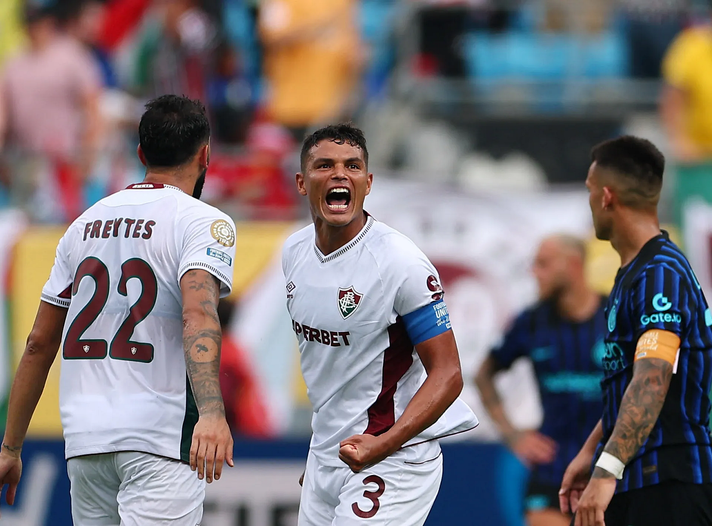 Fluminense’s Thiago Silva (center) led his club to a 2–0 win over Italian giants Inter Milan. Photo Credit: Al Jazeera.