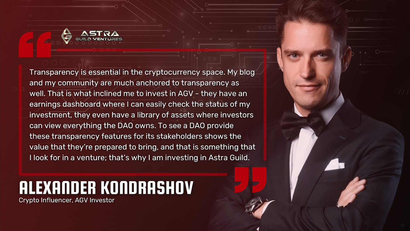 Crypto influencer, Alexander Kondrashov, invests in Astra Guild Ventures  (AGV) | by Astra Guild Ventures | Medium
