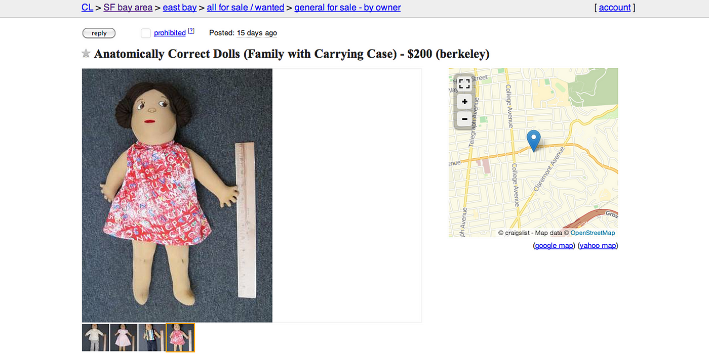 Anatomically Correct (Not Sex) Dolls for Sale on Craigslist — The Bold Italic — San Francisco by The Bold Italic The Bold Italic photo