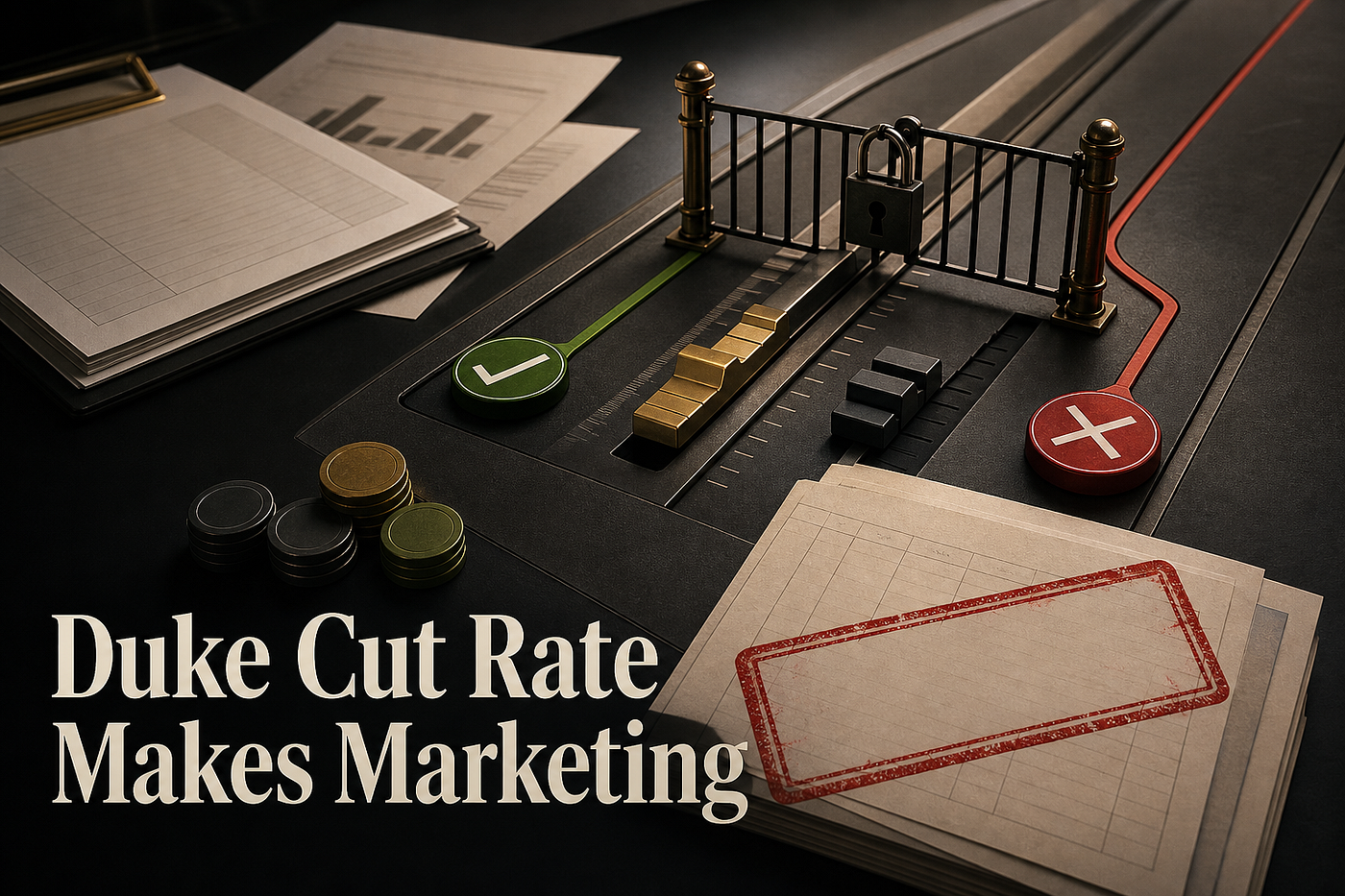 Duke’s 45.4% Cut Rate Makes Marketing Name the Dollars. Image created by the author with diffusion-synthesis and Python post-processing.