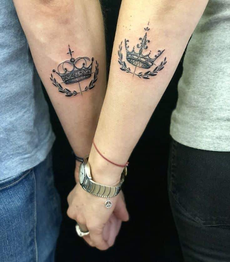 King and queen tattoo me and my husband got  Queen tattoo, Best couple  tattoos, Pattern tattoo