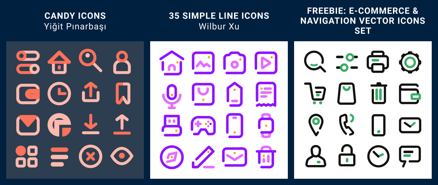 UI cheat sheet: Icon categories + icon style reference guide, by Tess Gadd