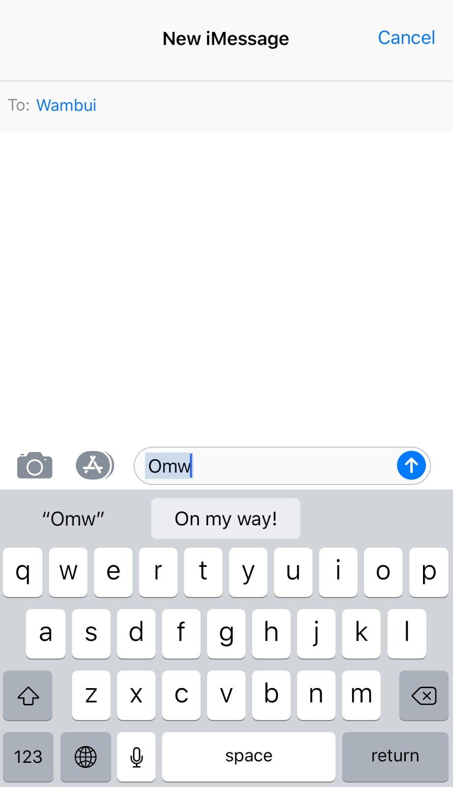 OMW Text Messages Screenshot