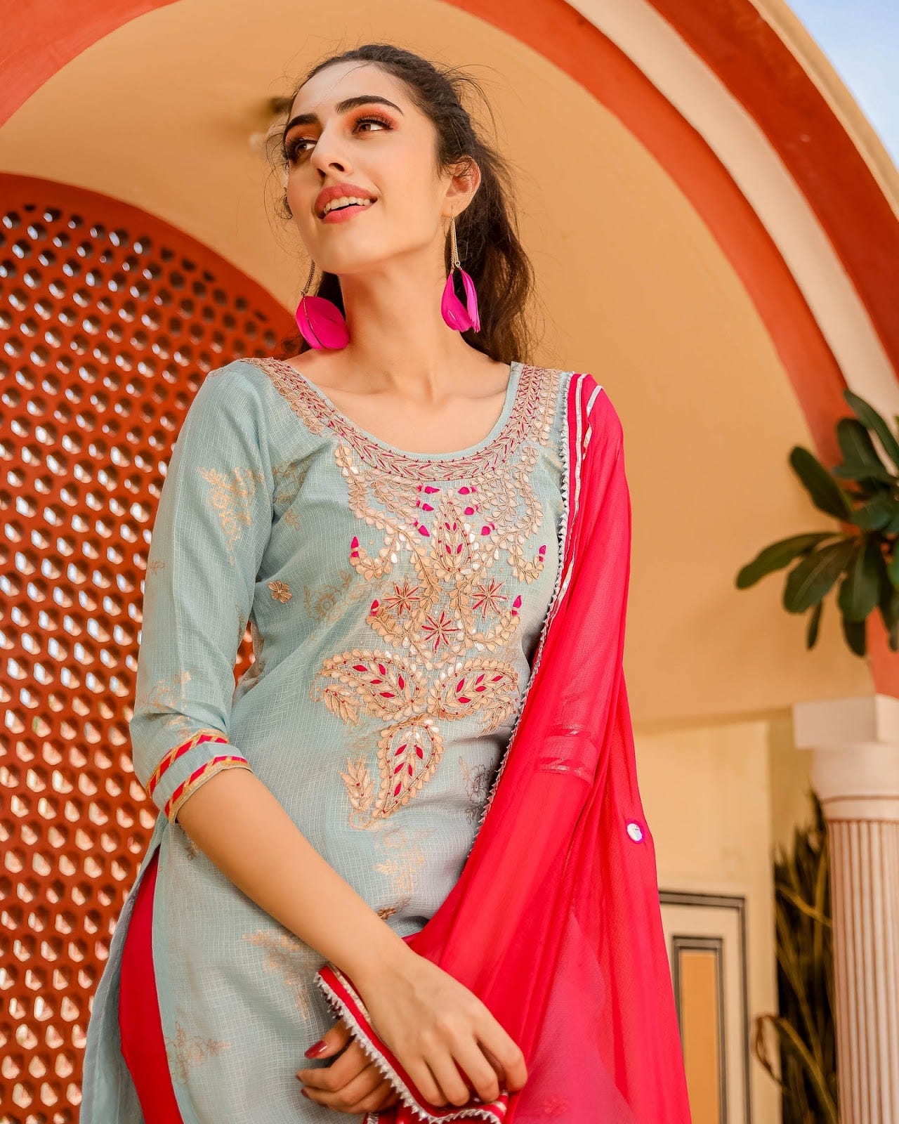 Neck design shop for chiffon suits