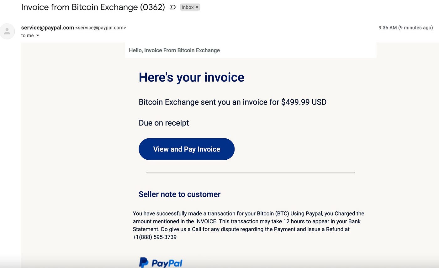 Social engineering and Phising in 2022 — Google voice text scam and Paypal  Bitcoin exchange email scam | by Nikhil Prathapani | Medium