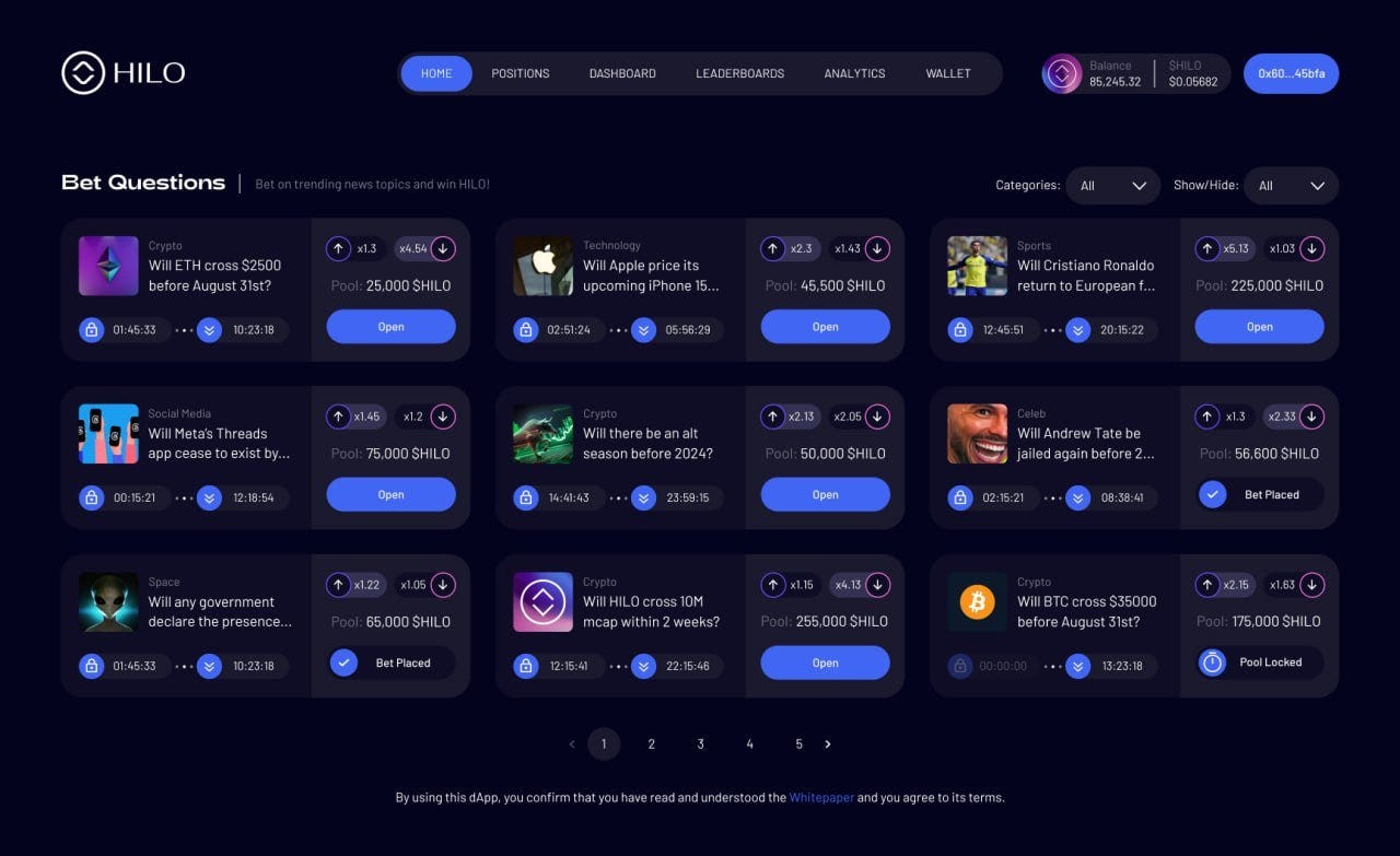 HILO — Crypto Binary Prediction Platform | by Painzy | Trading DeFi  Protocols and Cryptocurrency | Medium