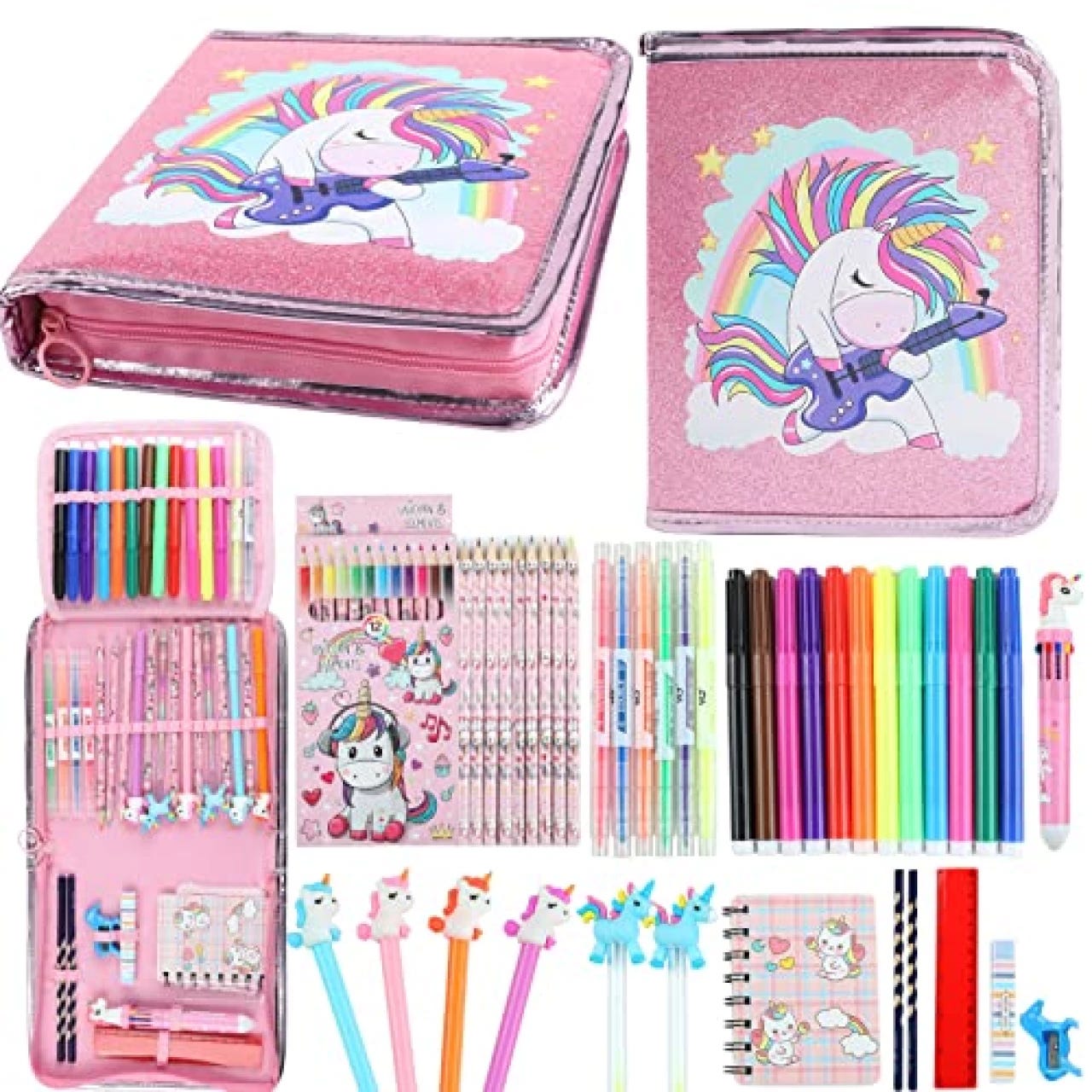 Fruit Scented Markers Set 56 Pcs with Unicorn Pencil Case, Gifts for Girls  Ages 4-6-8, Supplies for Kids Art and Craft Coloring