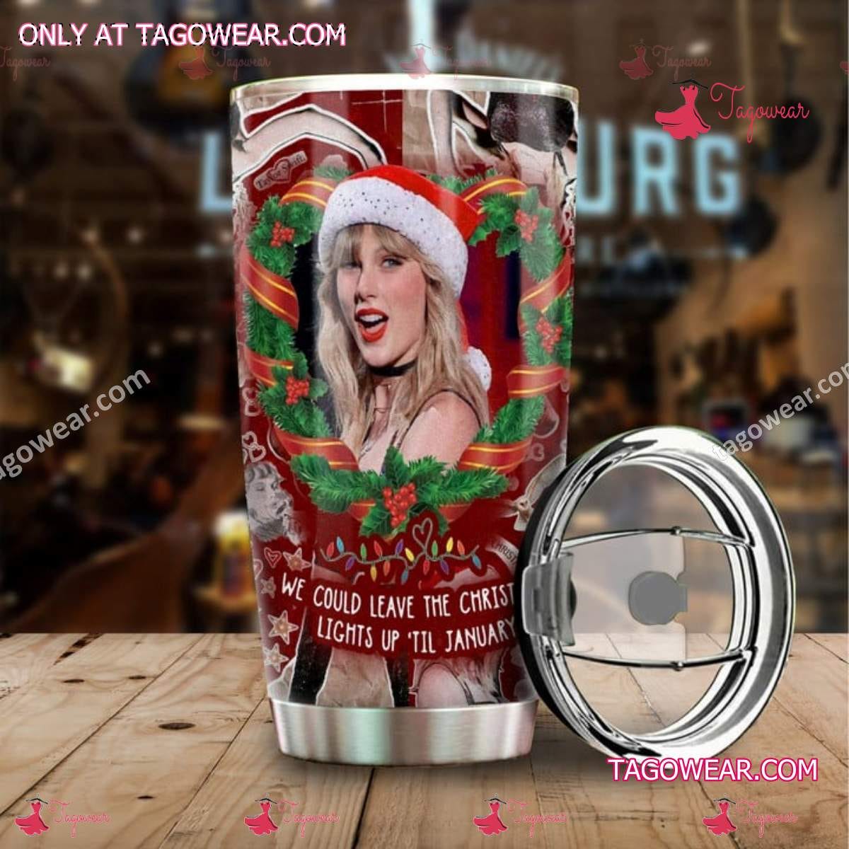 Taylor Swift “We Could Leave the Christmas Lights Up 'Til January” Tumbler:  Sip in Style and Extend the Holiday Spirit, by Tagowear Shop, Nov, 2023