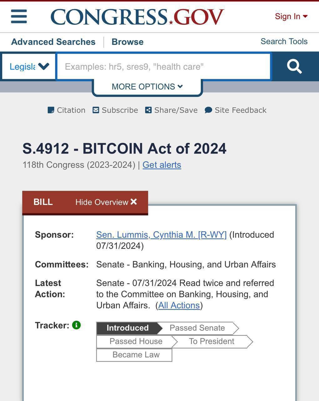 A US Strategic Bitcoin Reserve?. US Senate “Bitcoin Act of 2024”… | by Rick  Mulvey | Coinmonks | Medium