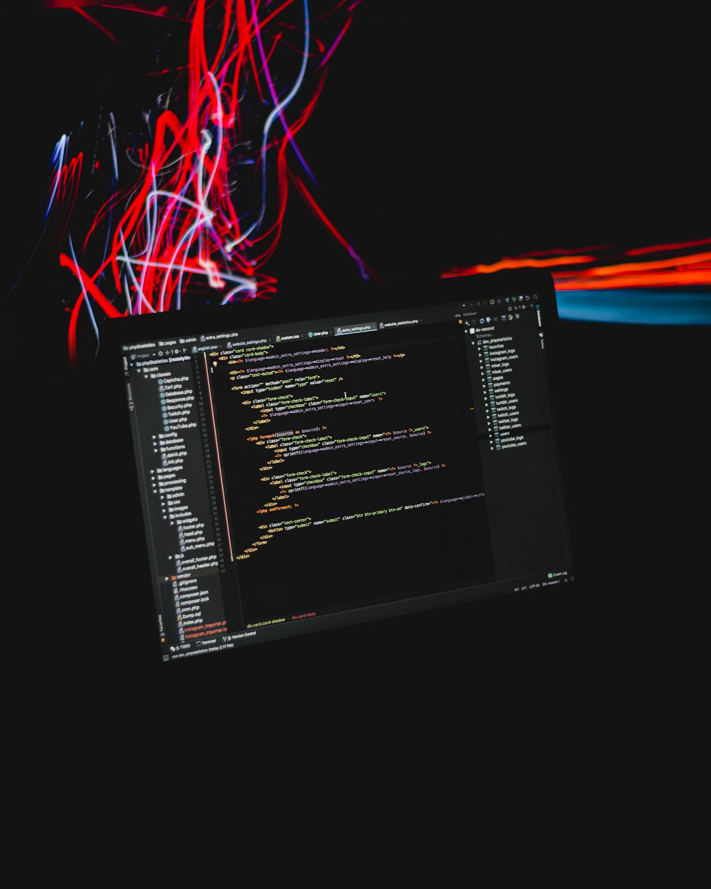 Software developer programming code, looping 4K background 