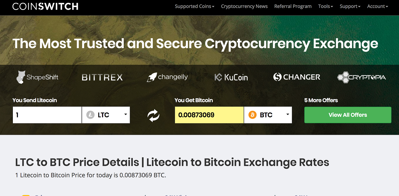 How To Convert Litecoin (LTC) To Bitcoin (BTC) From CoinSwitch | by  CoinSwitch | CoinSwitch | Medium