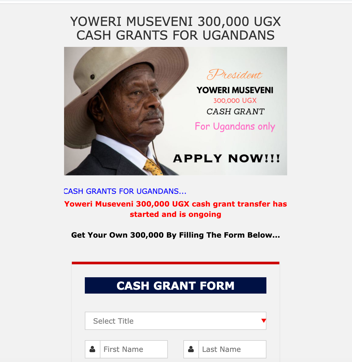 HOAX: President Museveni is not offering grants to Ugandans | by 