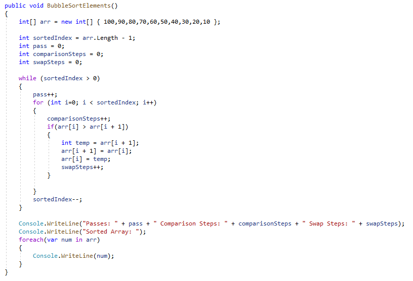 C# - Bubble sort