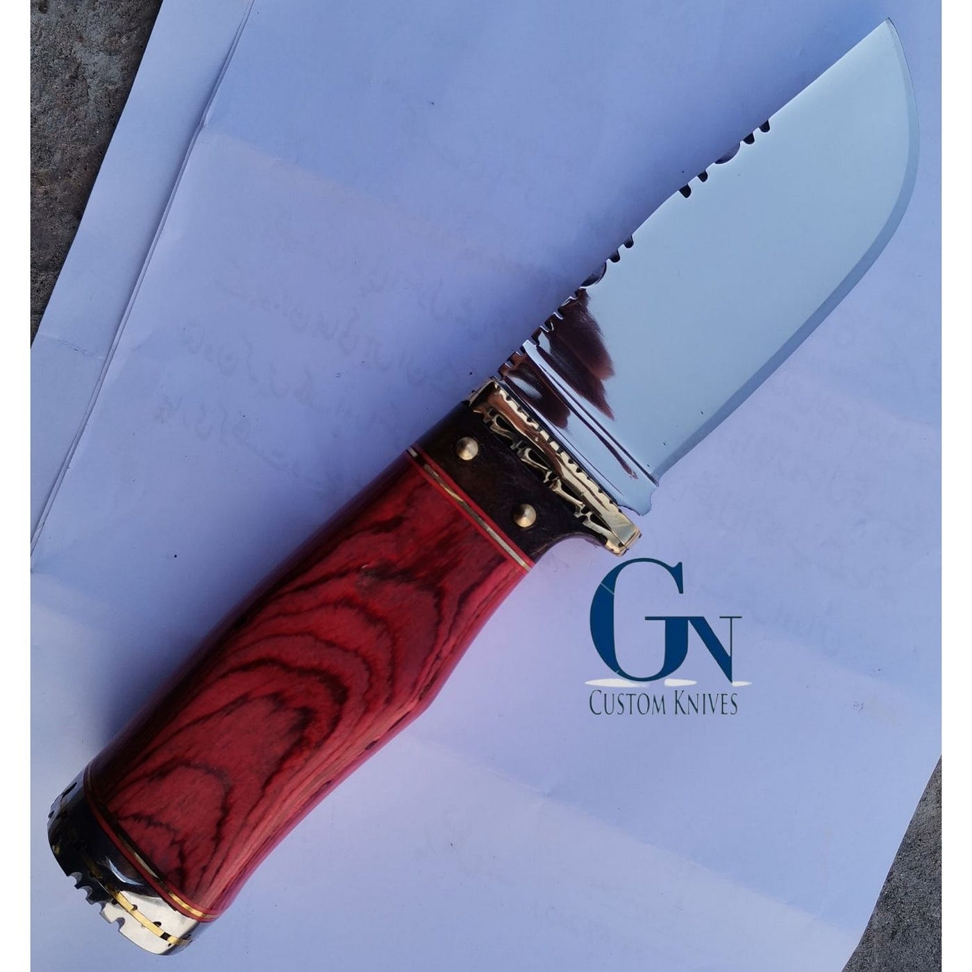 High Polish Hunting knife, Cutting Slope Knife, Bush Crafts, Handmade D2 Steel |GN Custom Knives|