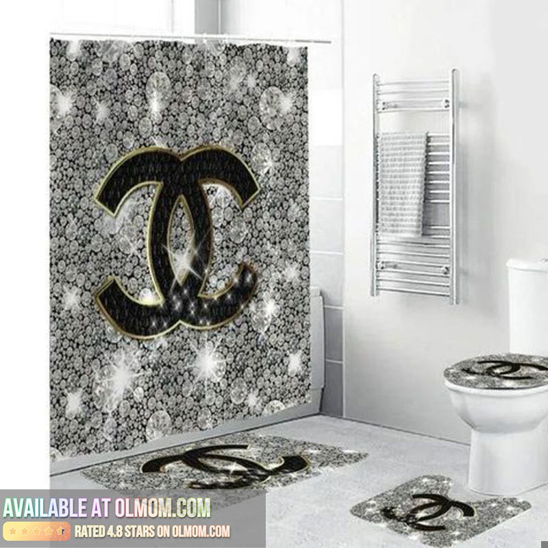 Louis Vuitton Lv Bathroom Set Hot 2023 Luxury Shower Curtain Bath