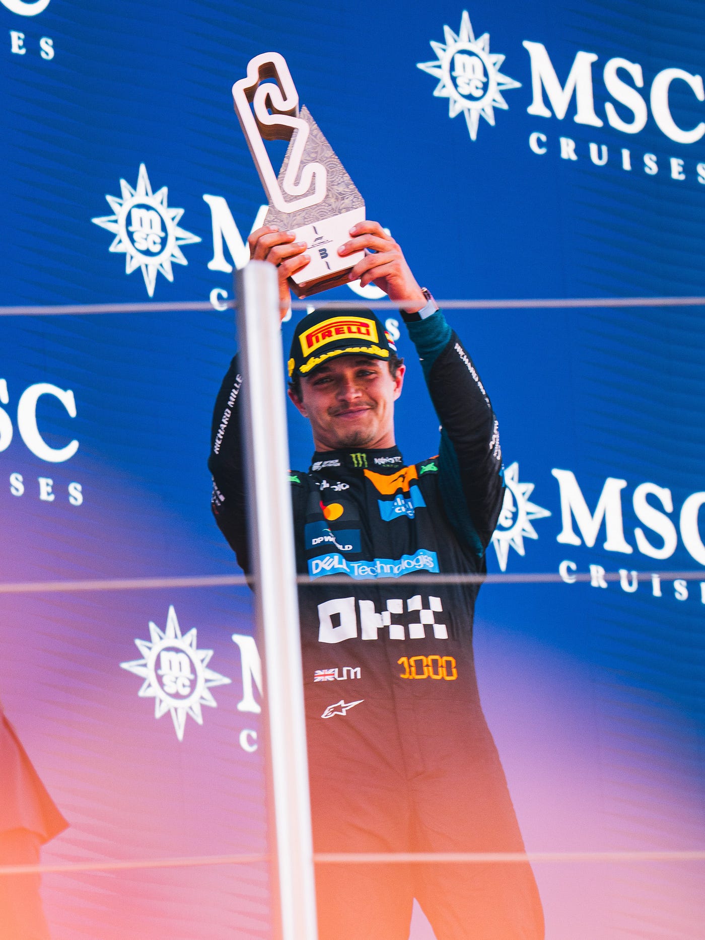 Lando Norris with the third place trophy after finishing thirda at the 2026 Barcelon Grand Prix. Image via Mclaren F1 on X.
