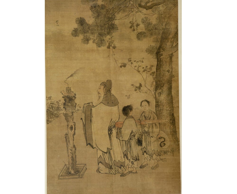 Zhang Lu’s “Burning Incense with the Qin and Crane” from the Ming Dynasty