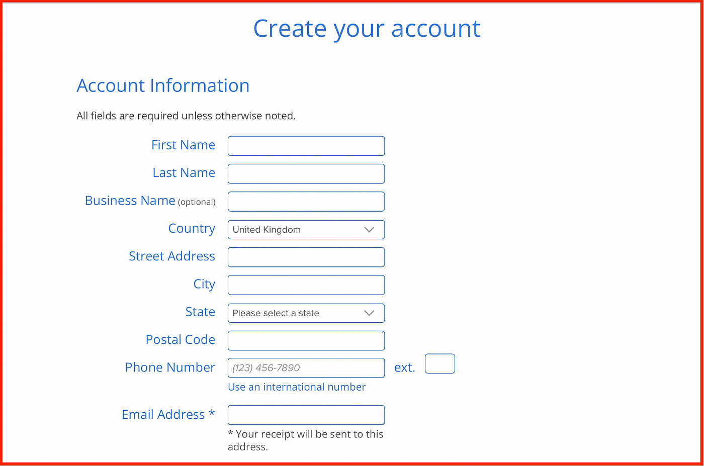 Create an account at Bluehost