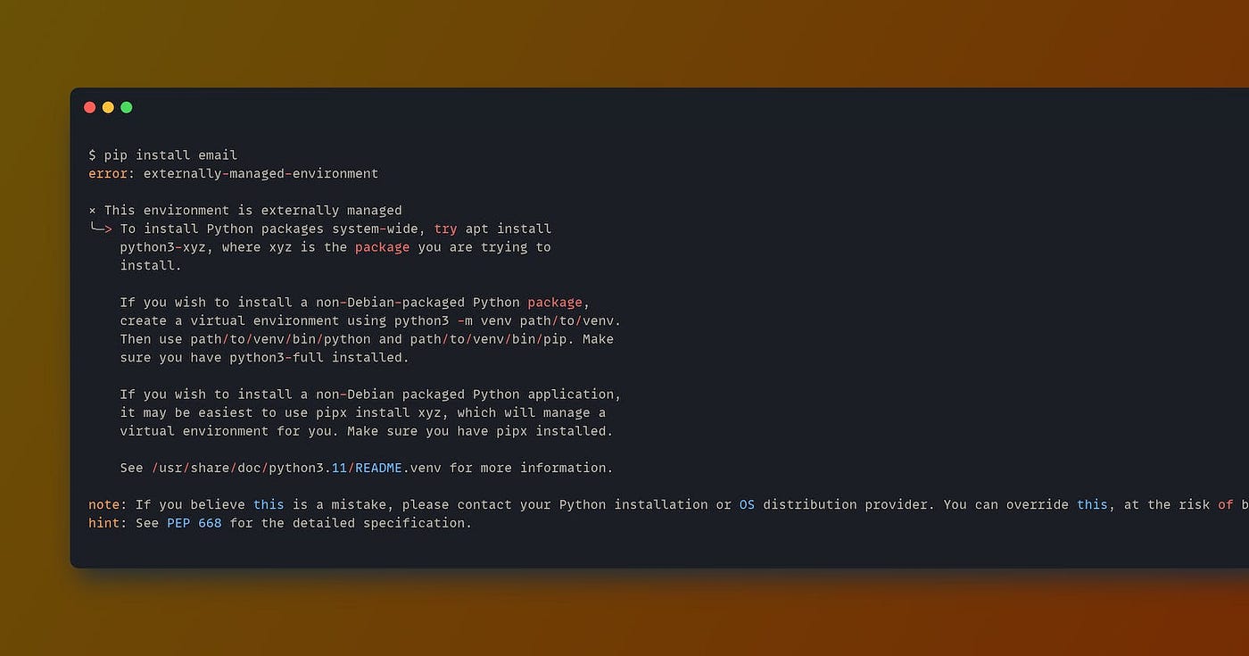 Overcoming Python Package Installation Challenges in Ubuntu 23.04 and  Debian: A Guide to Using Pipx, by Antony Baragu