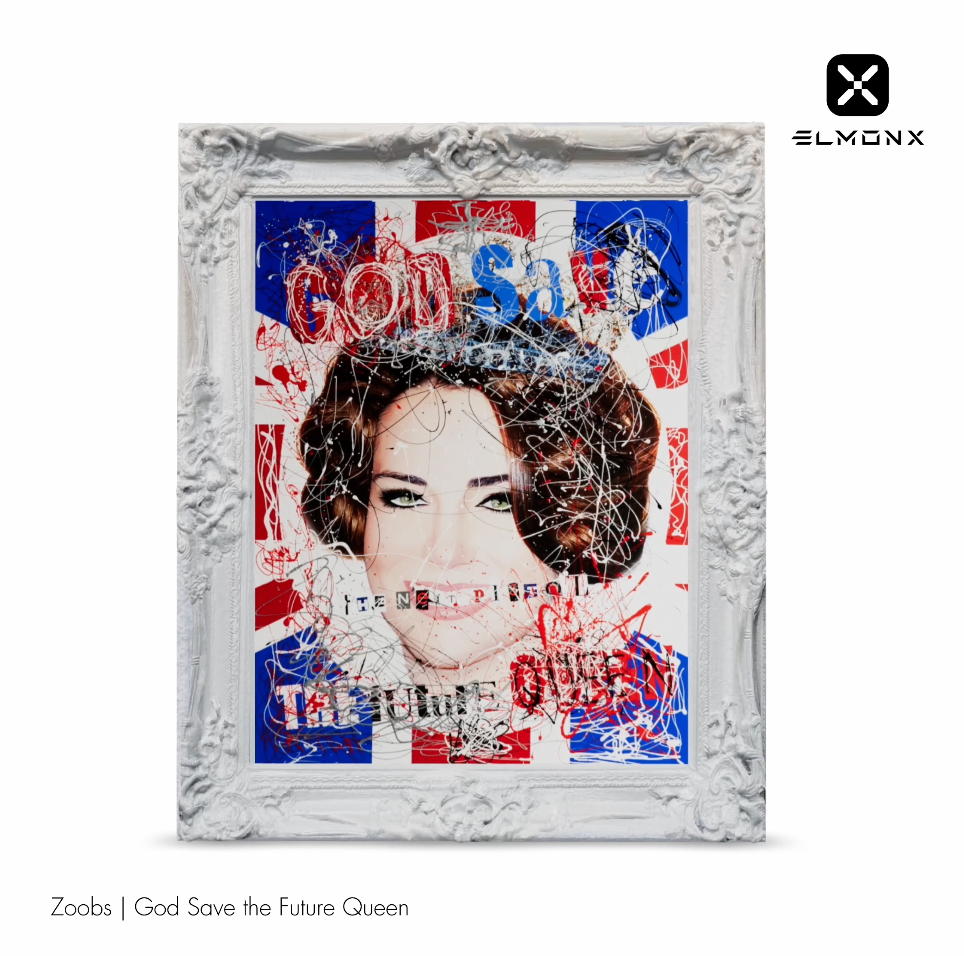 【インパクトアート】GOD SAVE THE REP＆SKULL QUEEN God Save The Queen - Red On Blue (Small) – Arty Corner