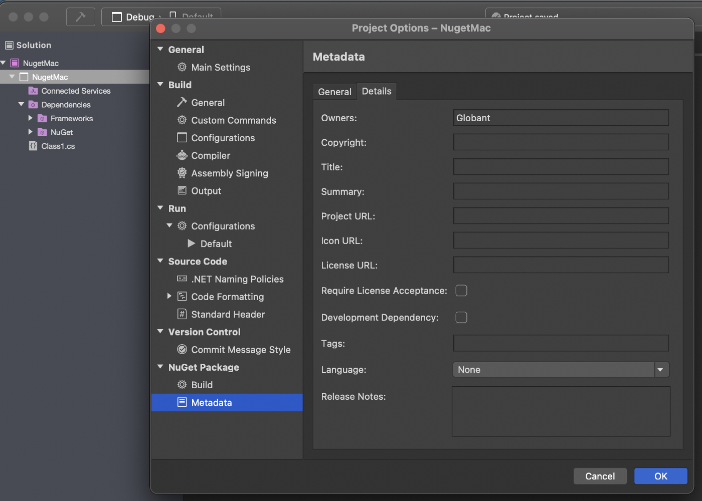 Create and publish a NuGet package using visual studio mac 2019 | by Hina  Ahuja | Globant | Medium