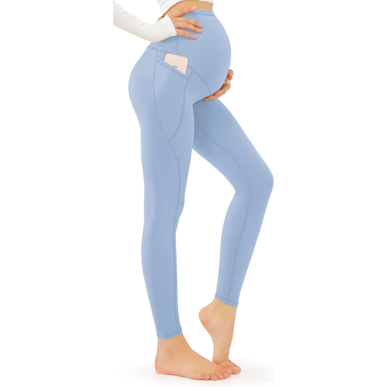 JOYSPELS Maternity Leggings Over The Belly with Pockets Non-See-Through  Workout Pregnancy Leggings