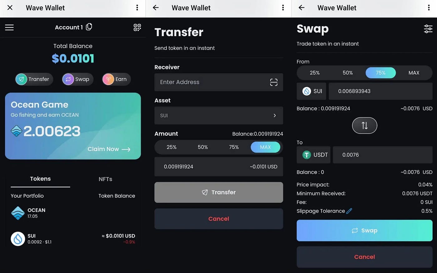 Telegram crypto wallet Wave Wallet on the SUI blockchain: review, mining  OCEAN token, how to earn. | by Ihor R. | Medium