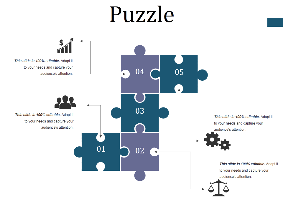 6 Pieces Circle Puzzle PPT Template - Free Download