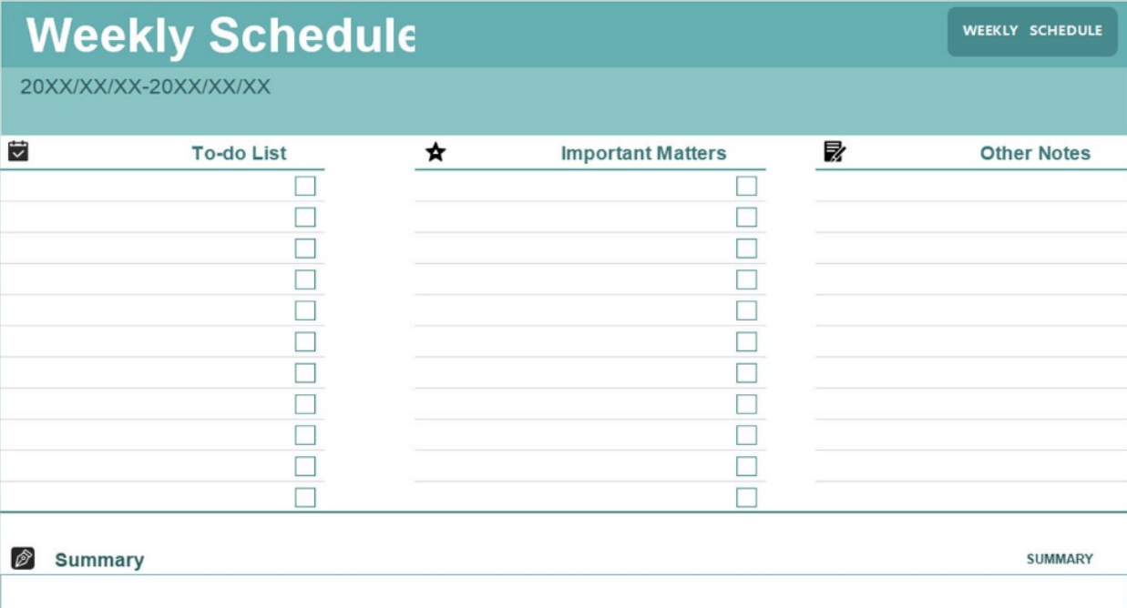 Free and customizable weekly schedule templates