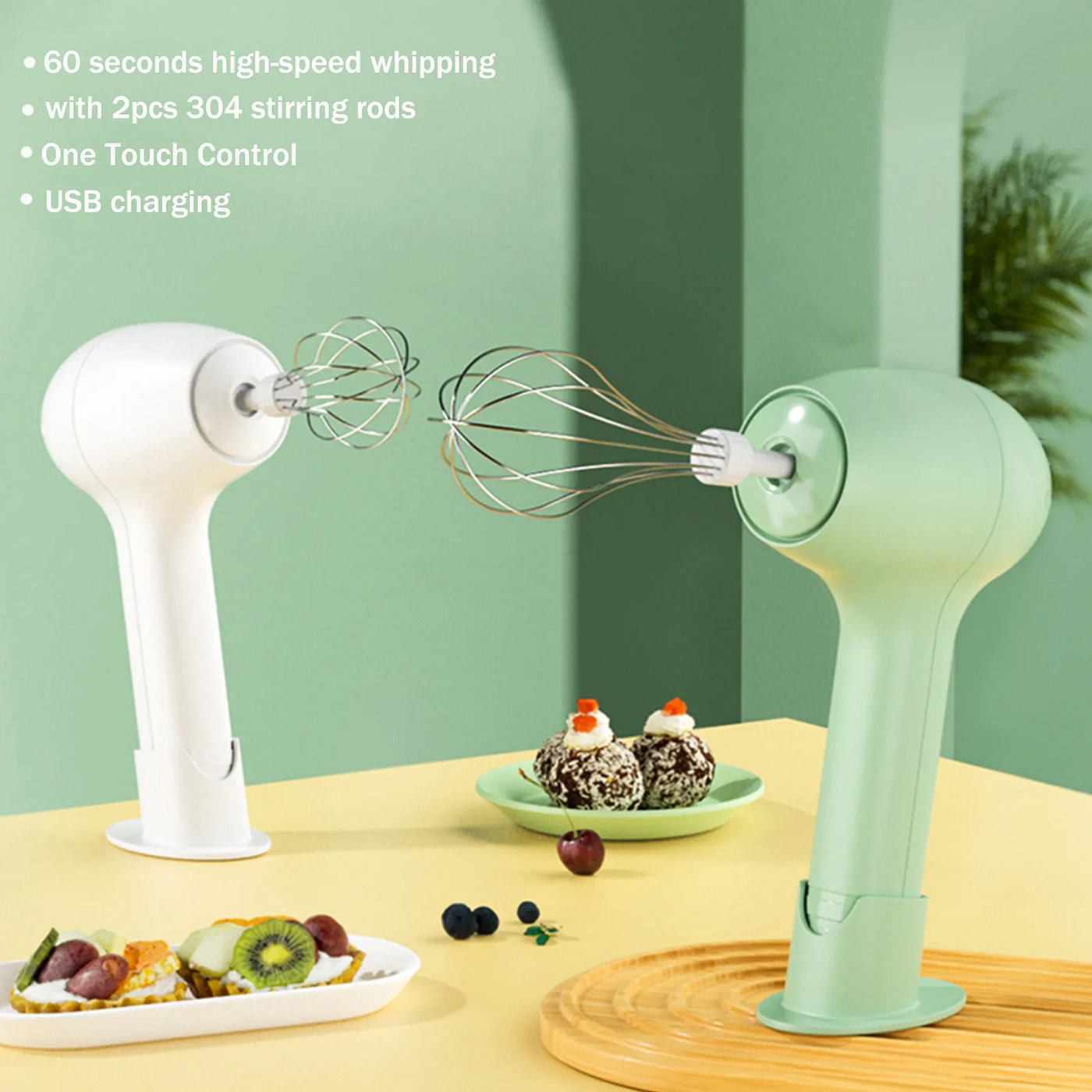 Hand Food Blender Mixer Cordless Speed Whisk System USB, by Innovista