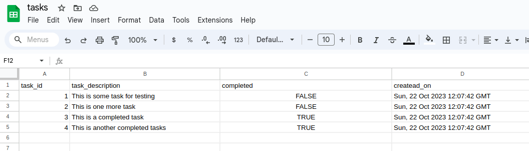 Spreadsheet service: Adding row