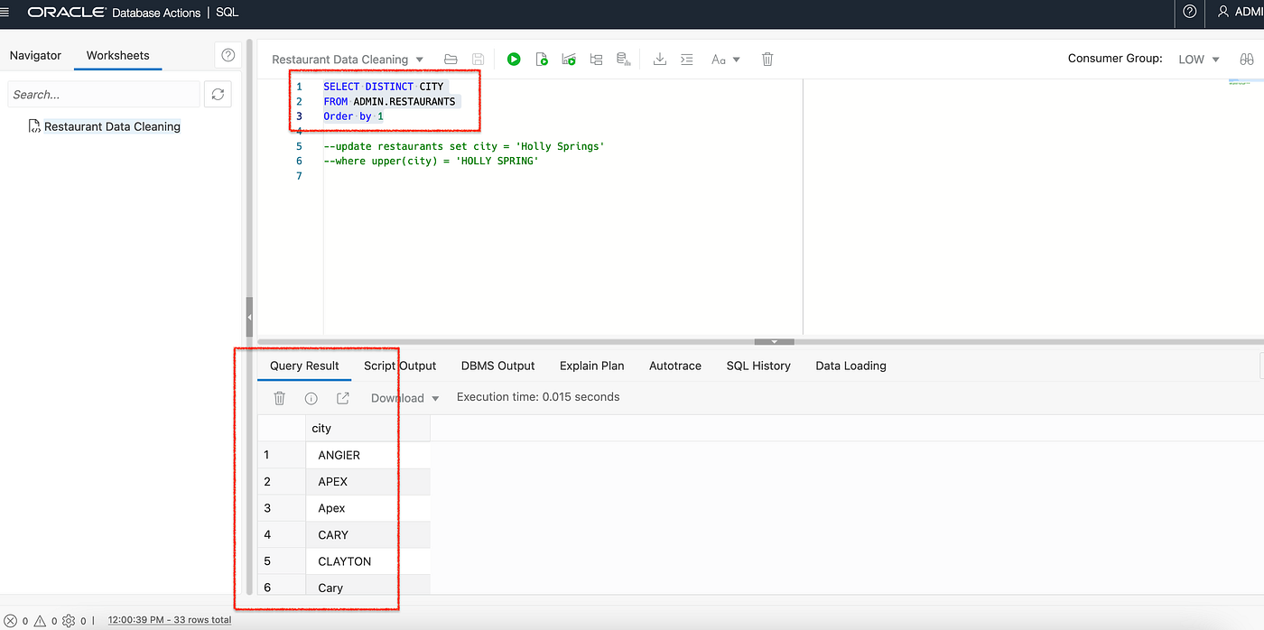 Updating VARCHAR2 fields in Oracle Database Actions | by Chris Hoina |  Medium