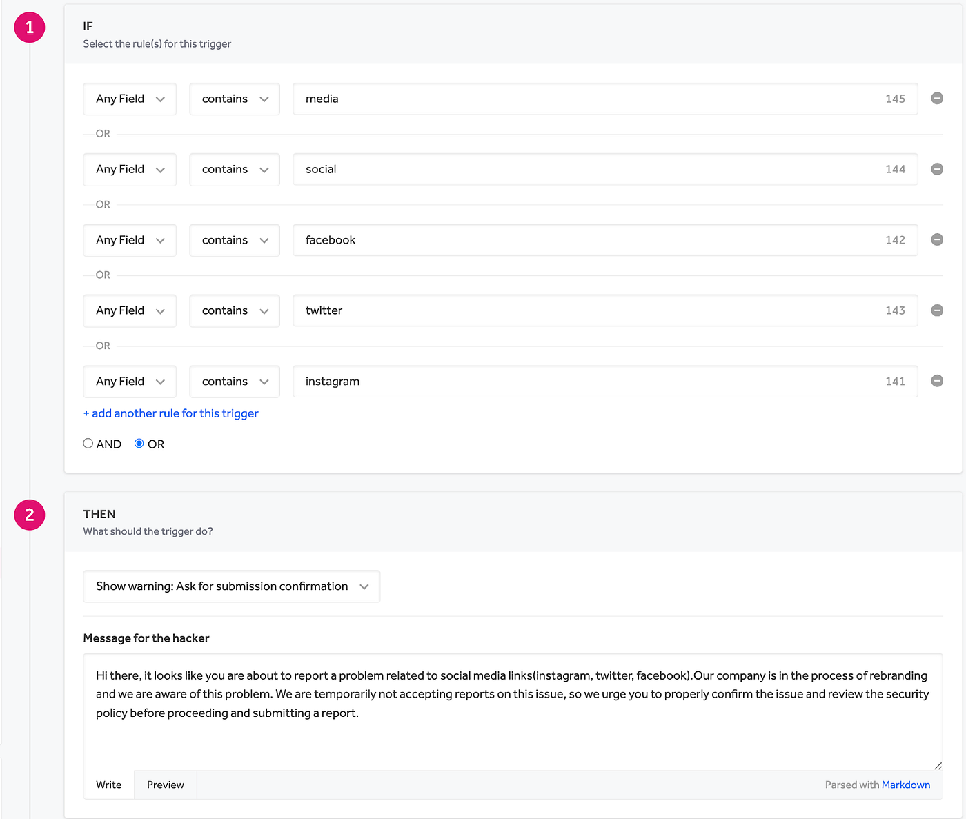 Example of a trigger