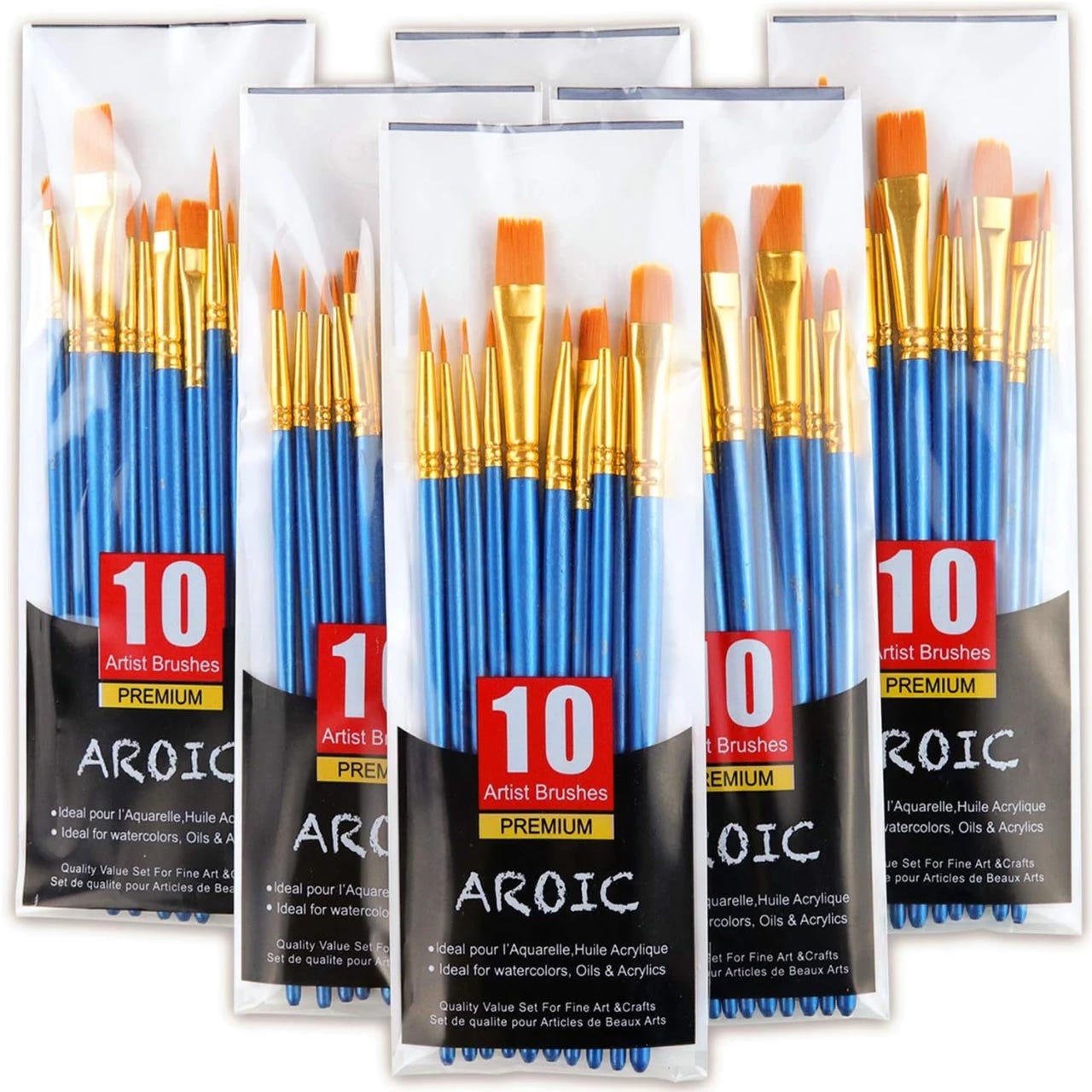BOSOBO Paint Brushes Set, 2 Pack 20 Pcs Round Pointed Tip