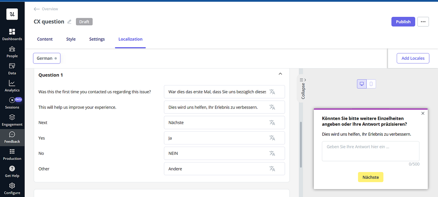 Automatically translate in-app content with Userpilot.