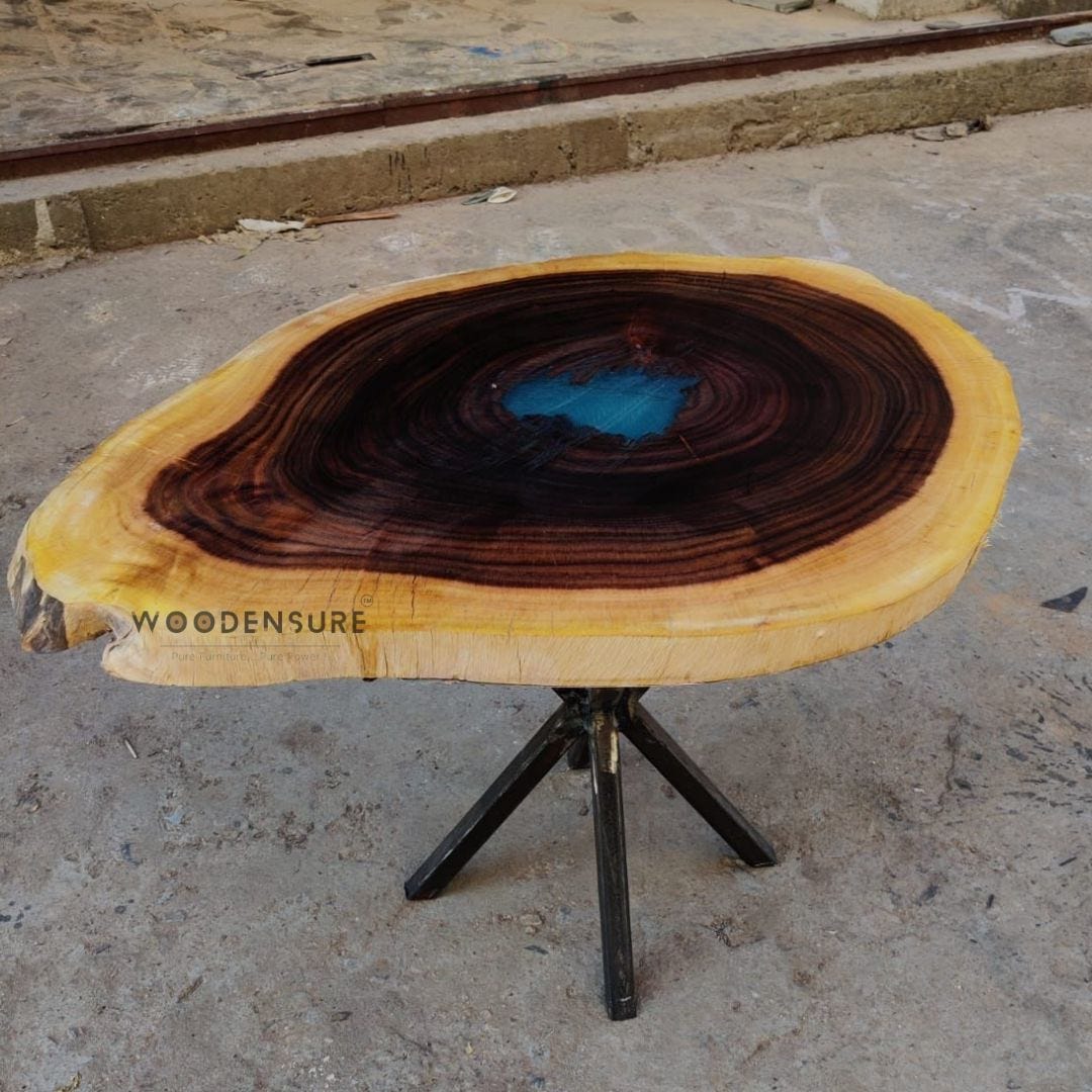 Live edge table with sale river in middle