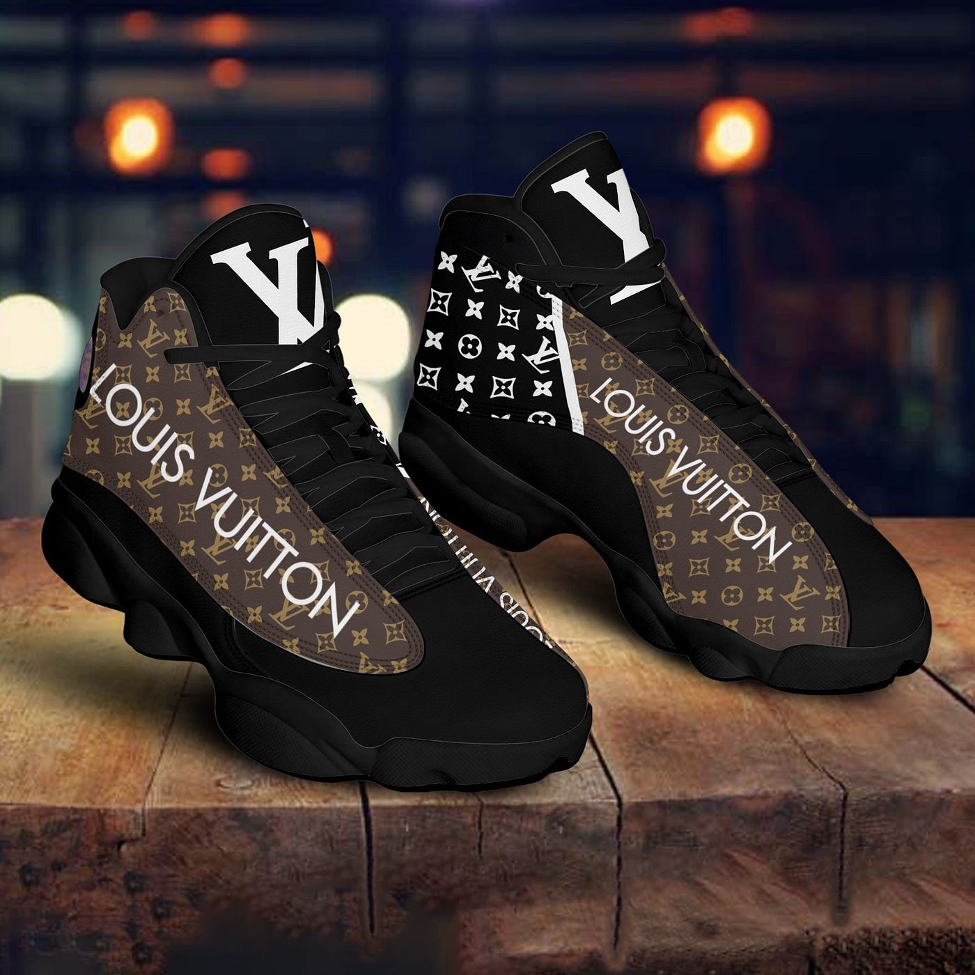 Louis Vuitton Black Brown Air Jordan 13 Trending Fashion Luxury