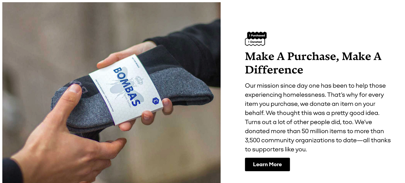 Benefitting with Bombas. Bombas is an apparel company that has