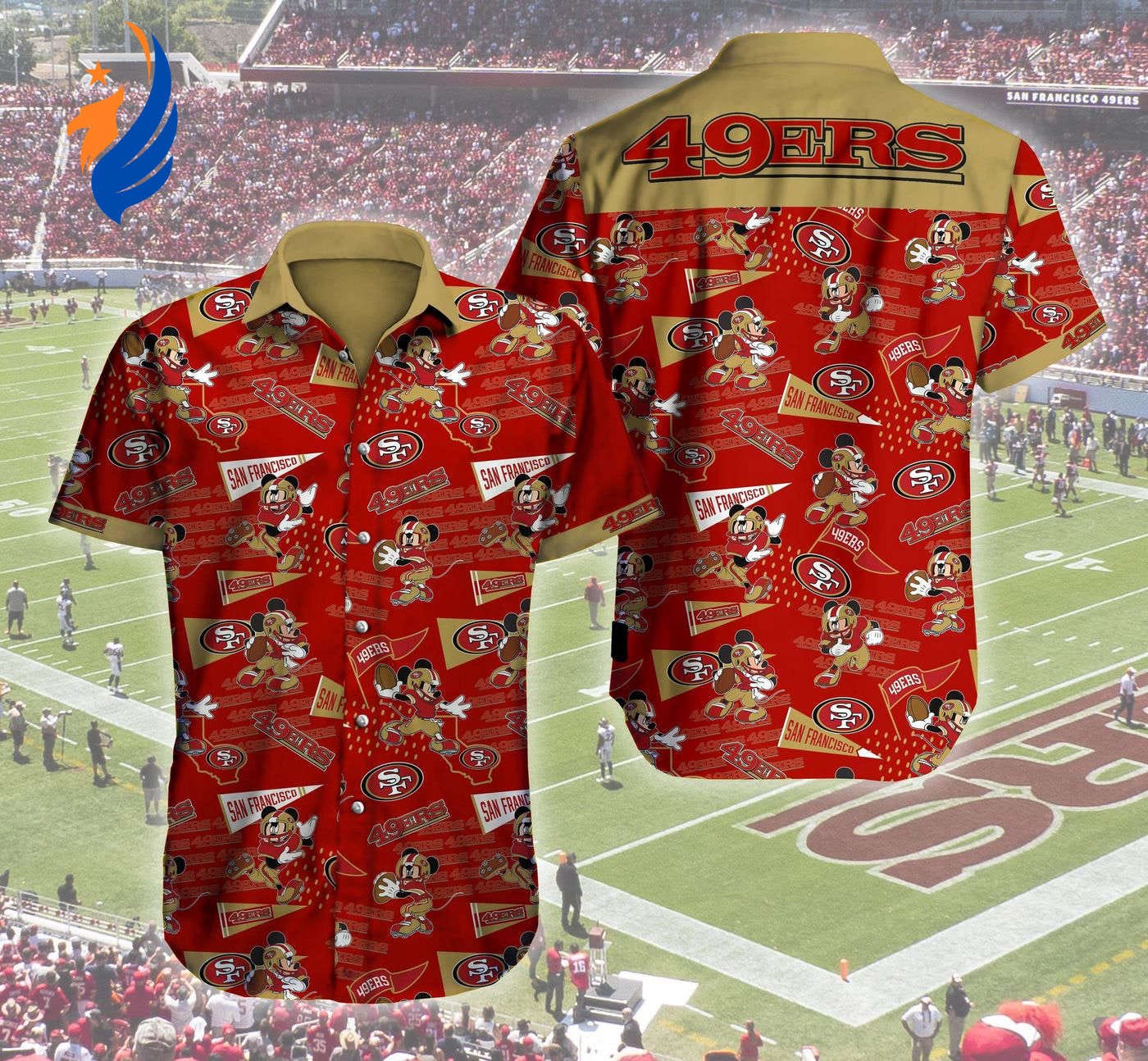 Official San Francisco 49ers Logo Mickey Mouse Hawaiian Shirt — Unique NFL Fanwear