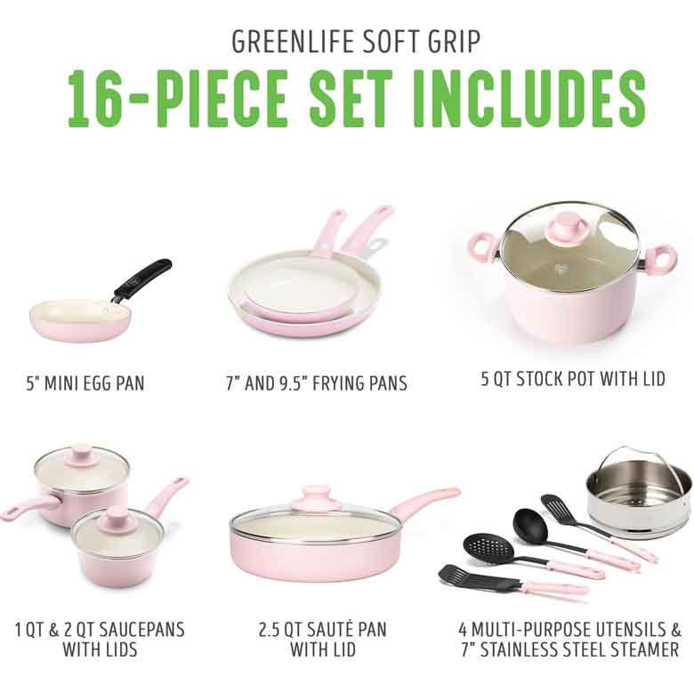 GreenLife Soft Grip Diamond Healthy Ceramic Nonstick, Cookware
