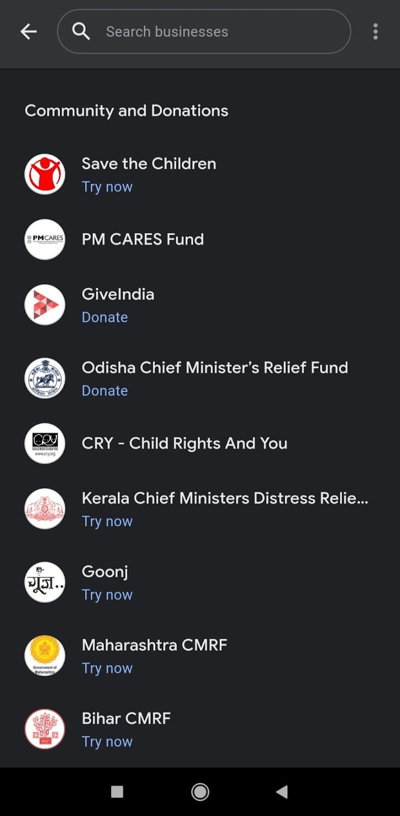 Google Pay easy Donation page