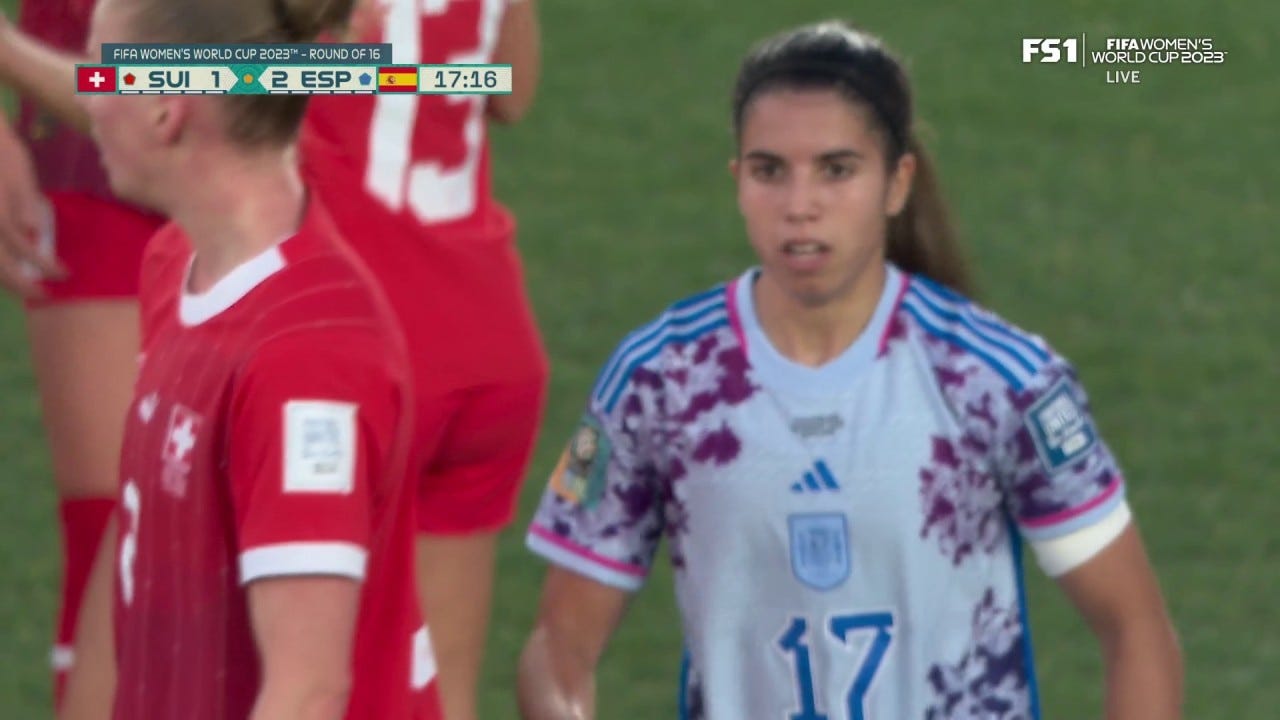 Alba Maria Redondo Ferrer scores her second goal of the match to give Spain  a 5-0 lead