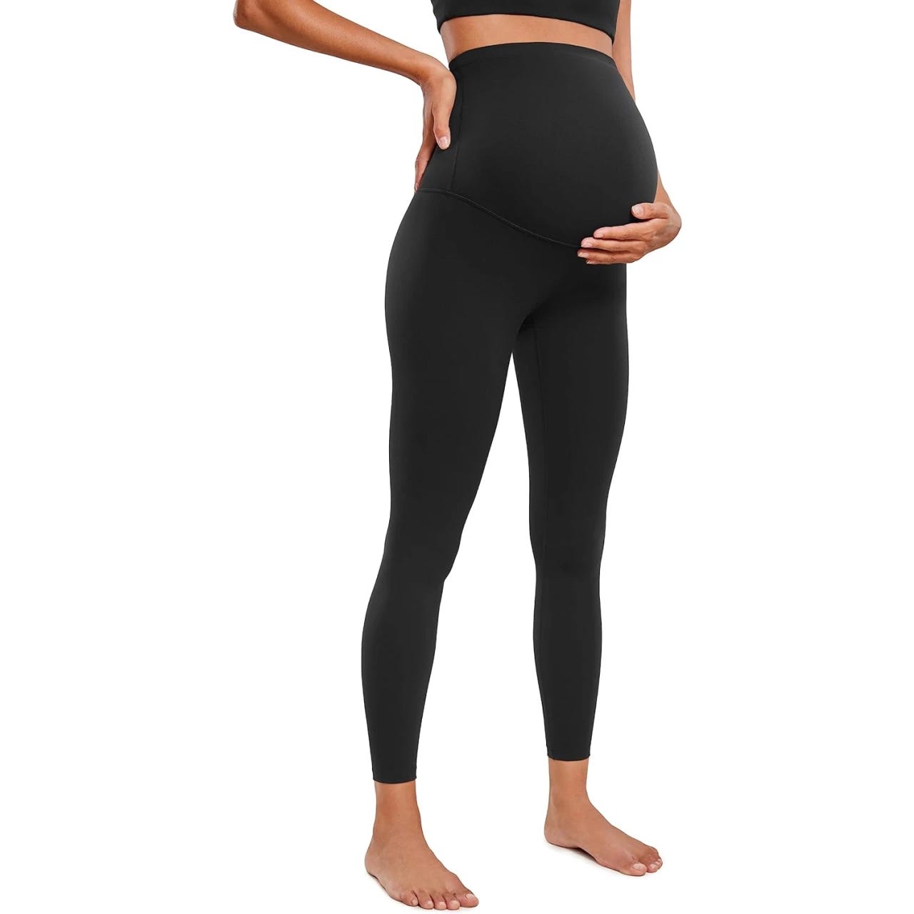 JOYSPELS Maternity Leggings Over The Belly with Pockets Non-See-Through  Workout.