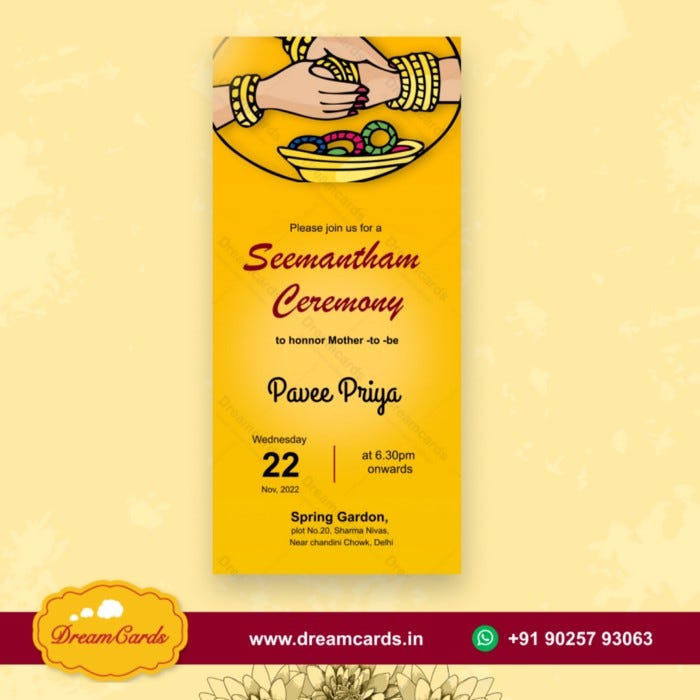 Seemantham invitation best sale in english