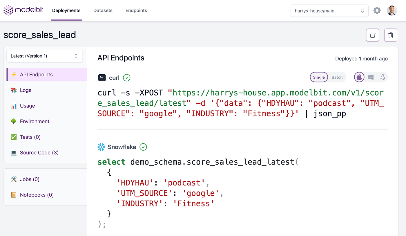 Easily deploy machine learning models from the comfort of your