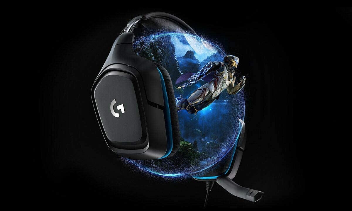 Logitech G432 Wired Gaming Headset, 7.1 Surround Sound, DTS Headphone:X  2.0, Flip-to-Mute Mic, PC (Leatherette) Black/Blue 