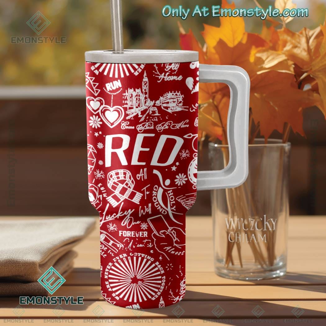Taylor Swift Tumbler 5 Logos 40oz Tumbler With Handle and Straw 40oz Tumbler  With Handle. TS Eras Tour Red 22-midnight Albums. 